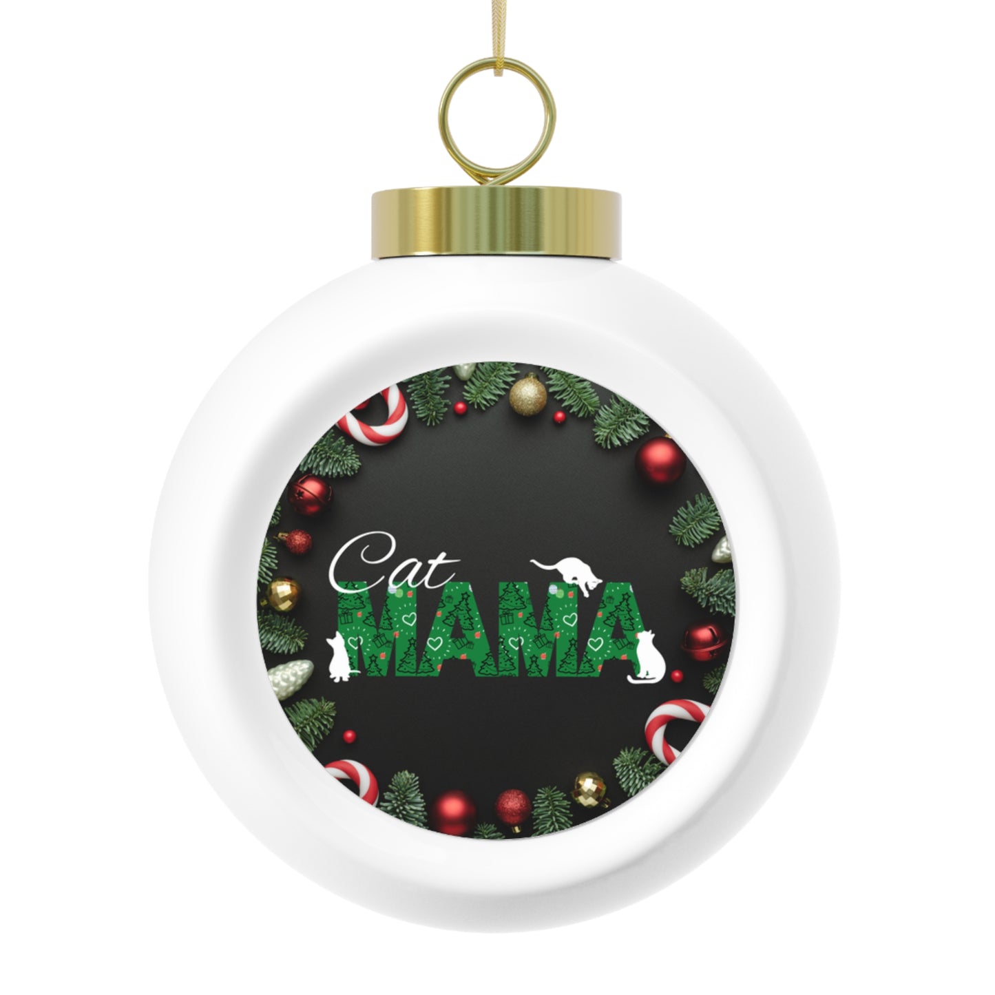 Christmas Cat Mama Ball Ornament