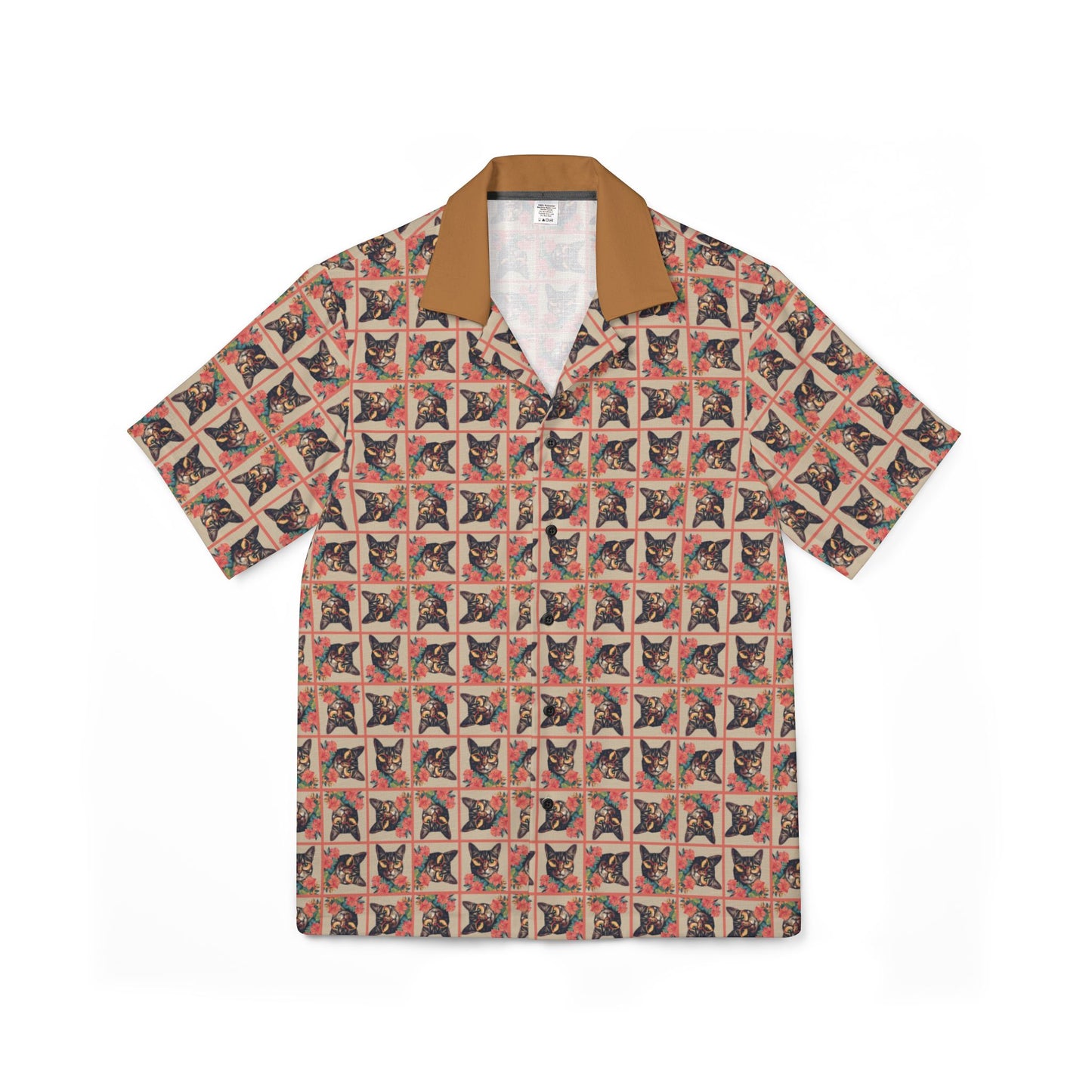 Four-Eyed Tropical Kitties Men's Hawaiian Camp Shirt