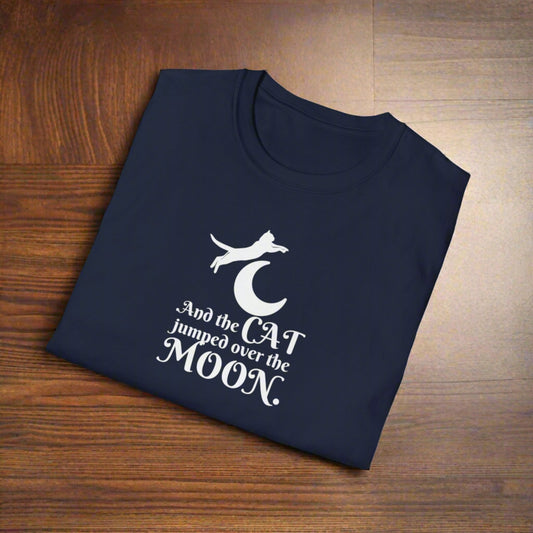 Cat Jumped Over the Moon Unisex Softstyle T - Shirt - T - Shirt - Epileptic Al’s Shop