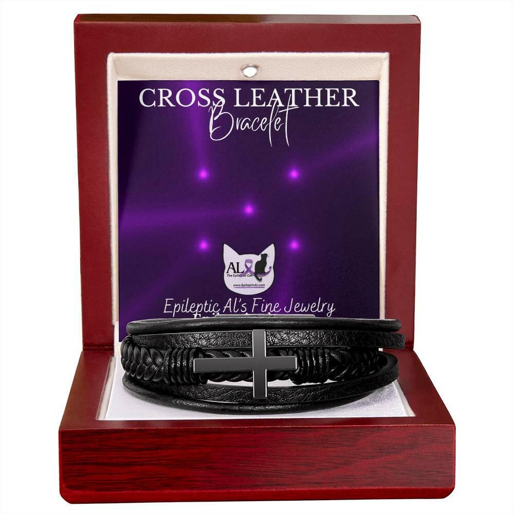 Al's Cross Leather Bracelet for Men - Jewelry - Epileptic Al’s Shop