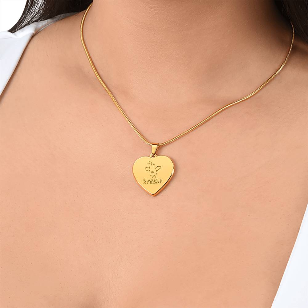 Angel Cat Engraved Heart Necklace - Jewelry - Epileptic Al’s Shop