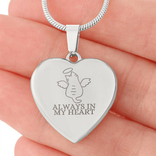Angel Cat Engraved Heart Necklace - Jewelry - Epileptic Al’s Shop