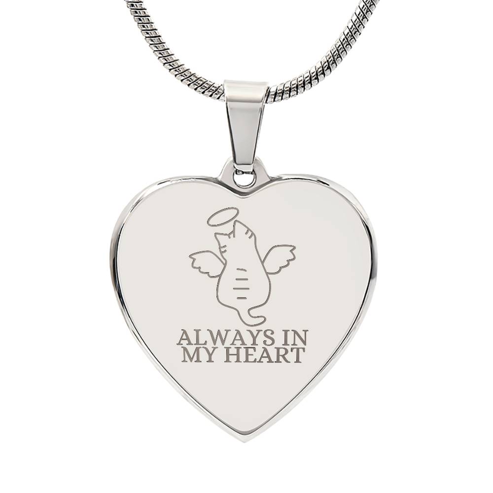 Angel Cat Engraved Heart Necklace - Jewelry - Epileptic Al’s Shop