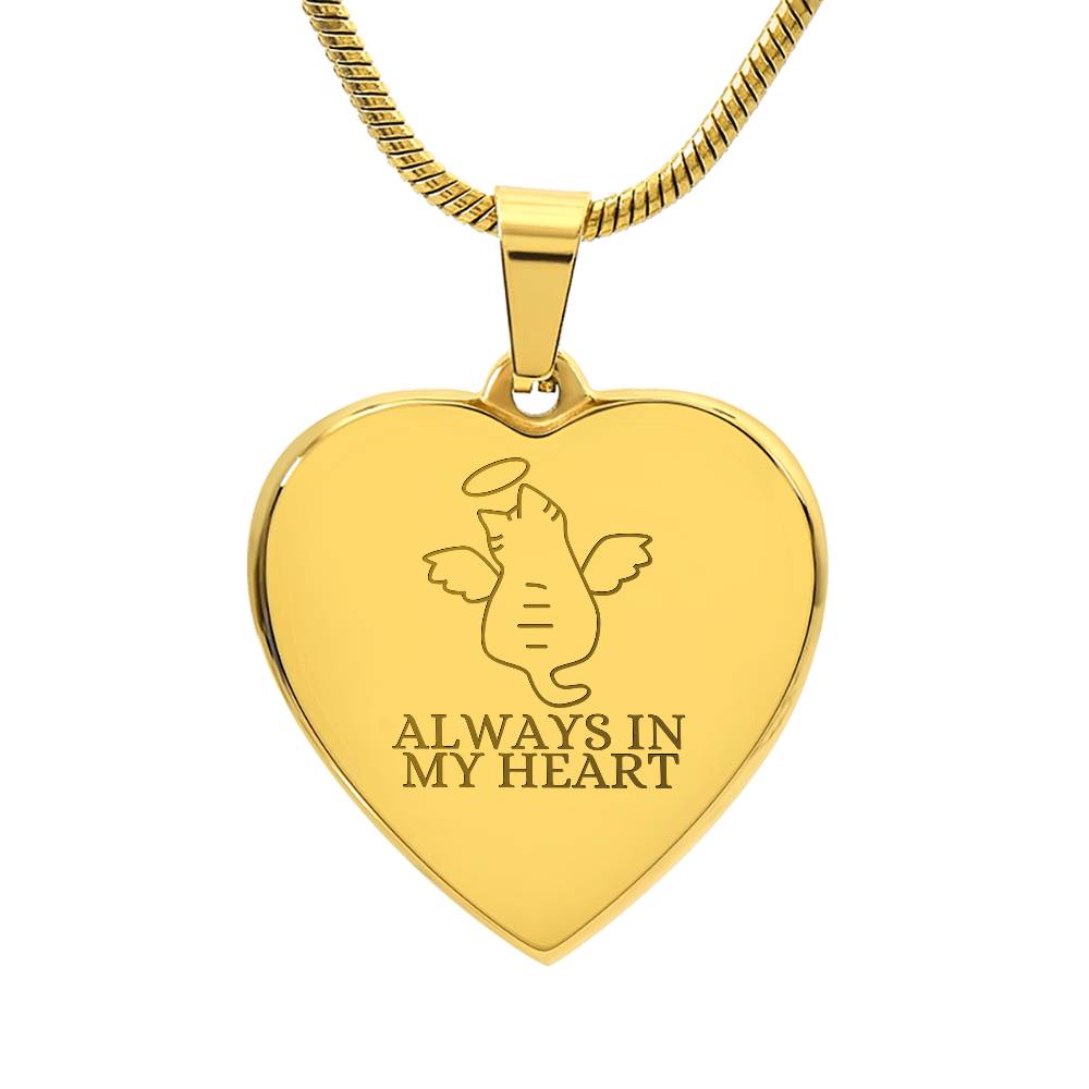 Angel Cat Engraved Heart Necklace - Jewelry - Epileptic Al’s Shop