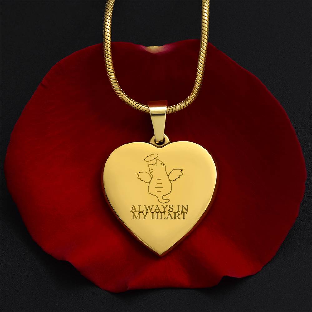 Angel Cat Engraved Heart Necklace - Jewelry - Epileptic Al’s Shop