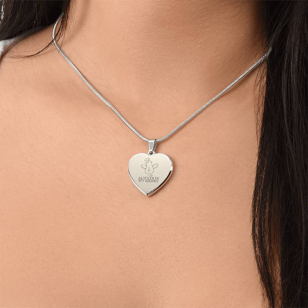 Angel Cat Engraved Heart Necklace - Jewelry - Epileptic Al’s Shop