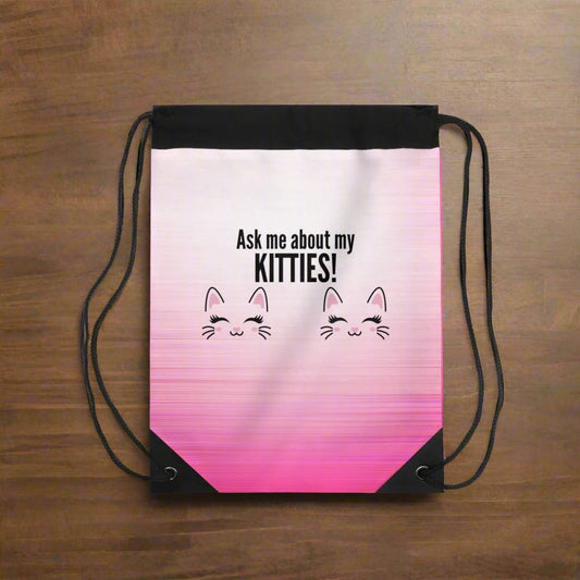 Ask Me About My Kitties Drawstring Bag - Bags - EpiAl's Shop