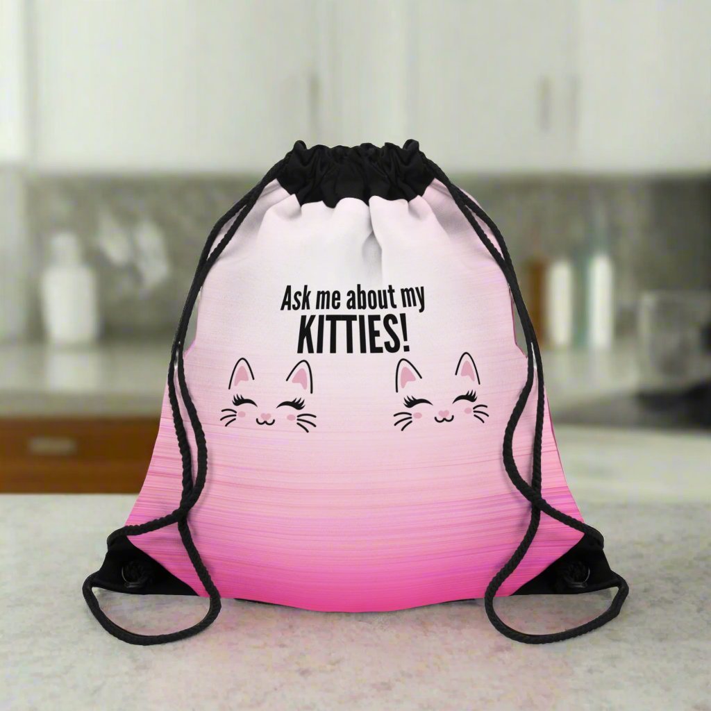 Ask Me About My Kitties Drawstring Bag - Bags - EpiAl's Shop