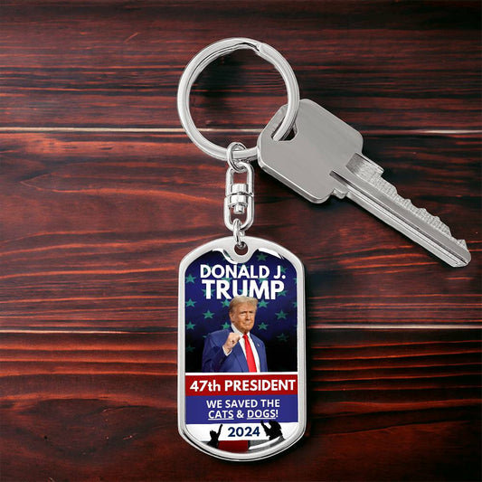 Donald J. Trump 47th President Dog Tag Keychain