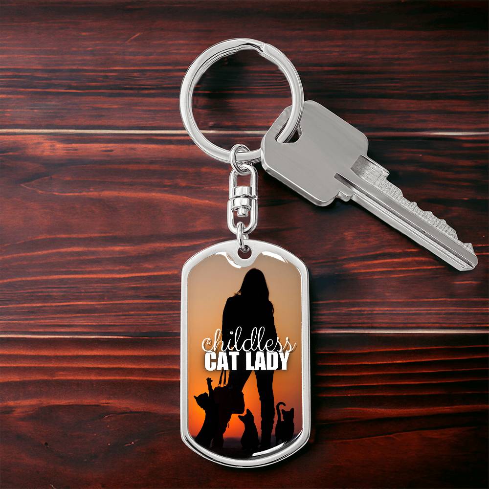 Sunset Childless Cat Lady Keychain