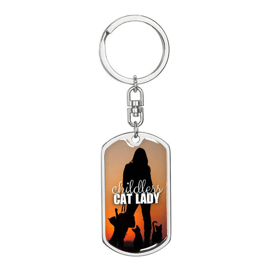 Sunset Childless Cat Lady Keychain