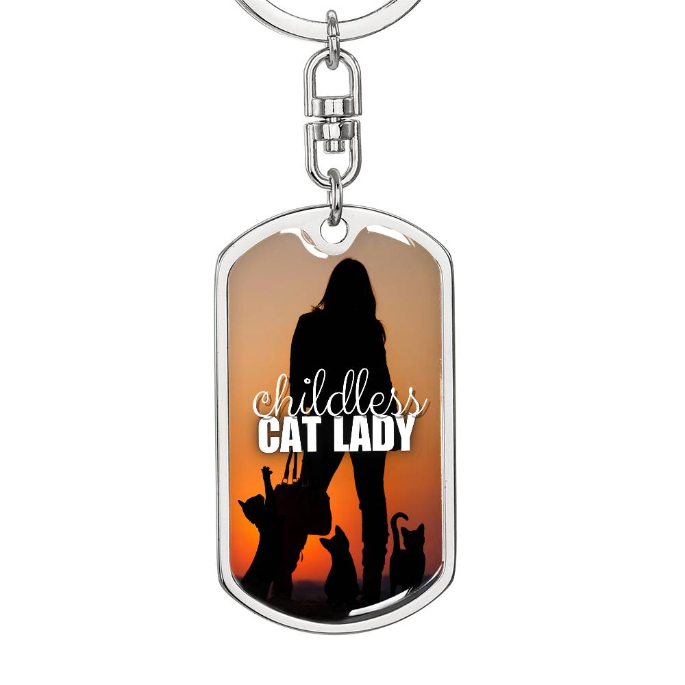 Sunset Childless Cat Lady Keychain