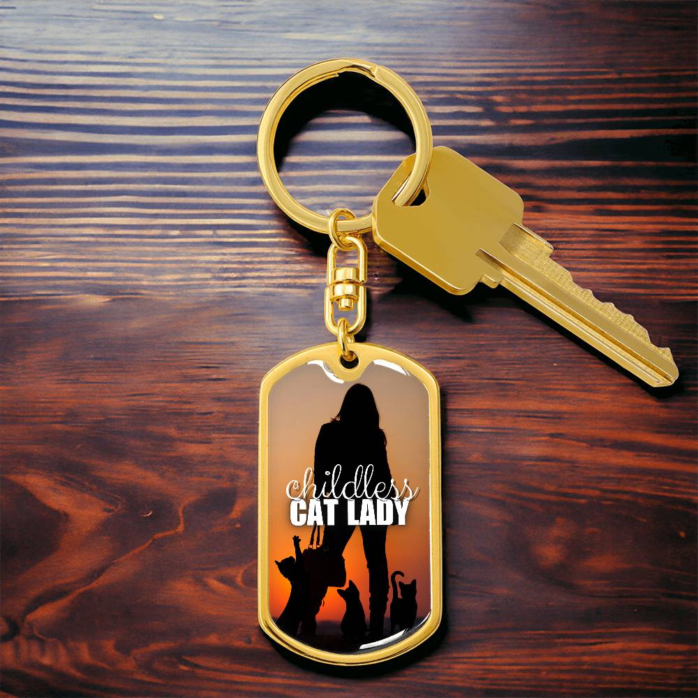 Sunset Childless Cat Lady Keychain