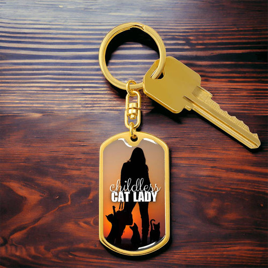 Sunset Childless Cat Lady Keychain