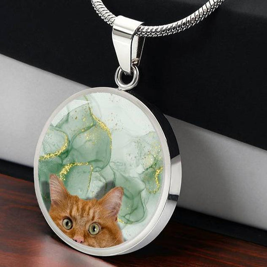 Peeking Orange Tabby Necklace