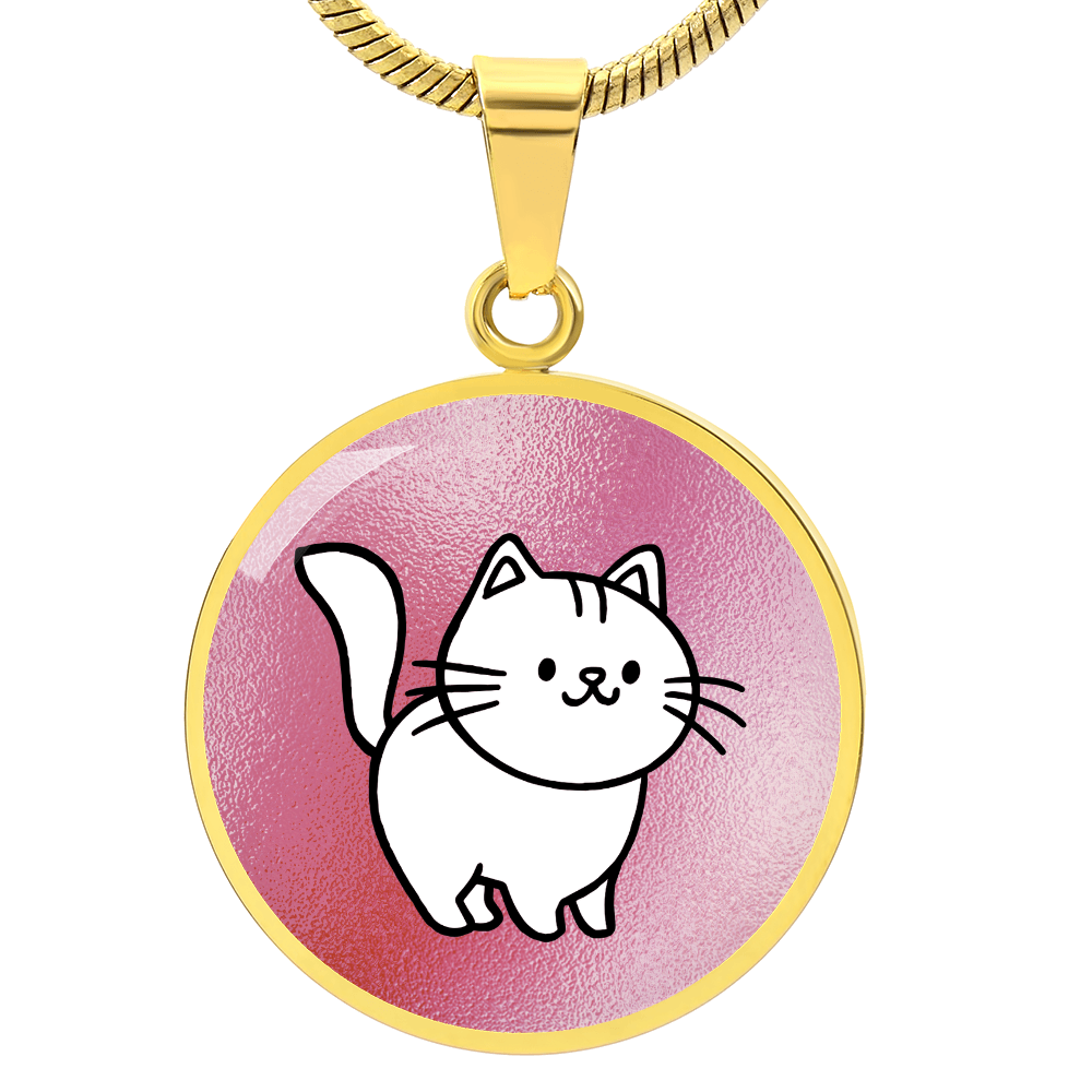 White Kitty on Pink Necklace