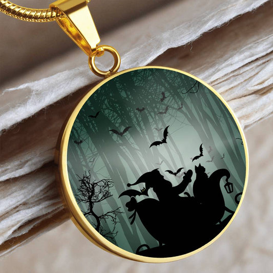 Santa & Cat at Halloween Necklace