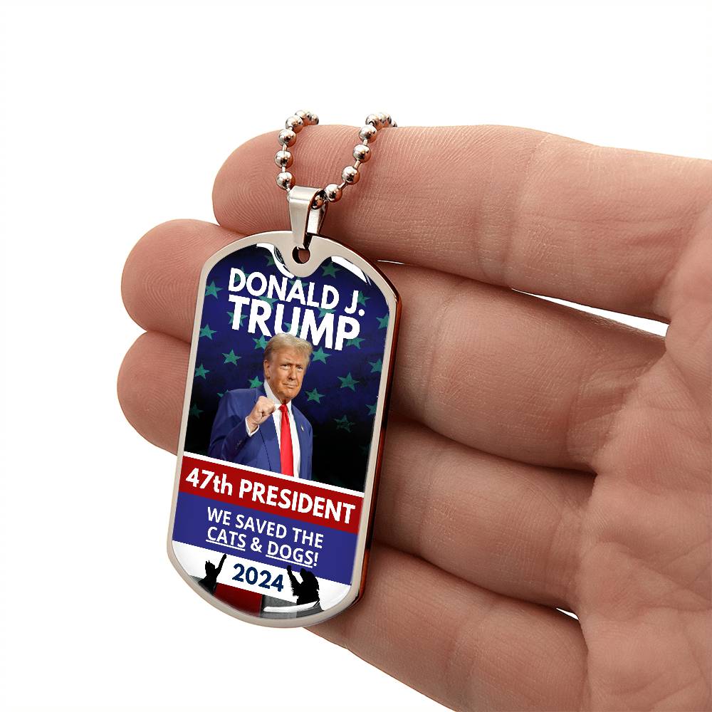 Donald Trump 47th President Dog Tag Necklace