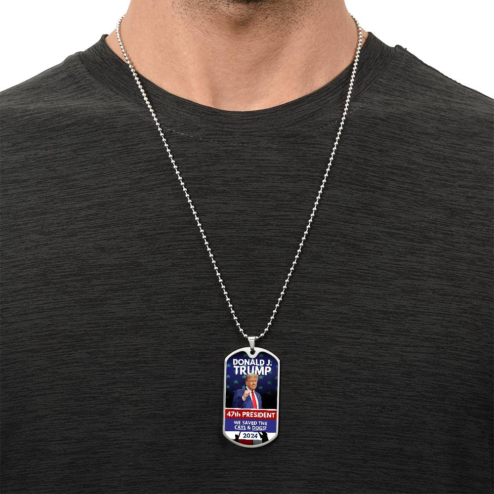 Donald Trump 47th President Dog Tag Necklace