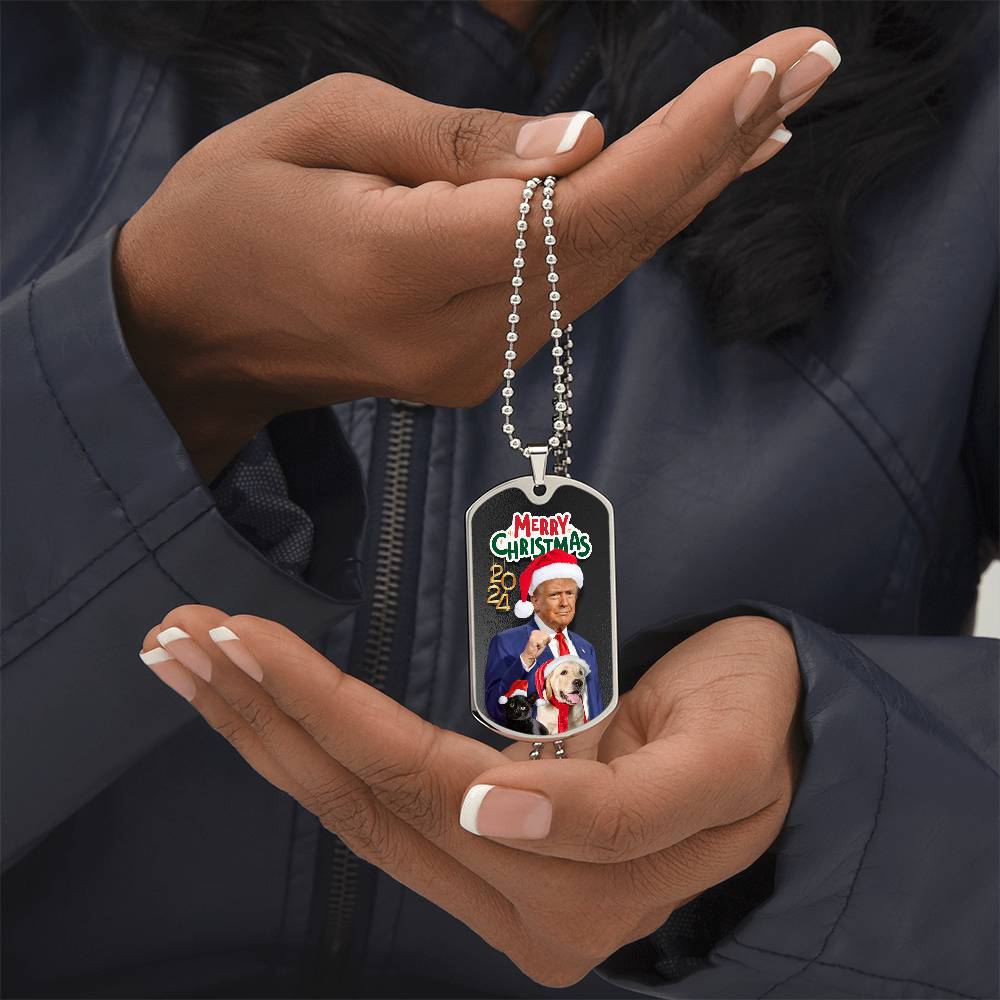 Merry Christmas from Trump Dog Tag Necklace