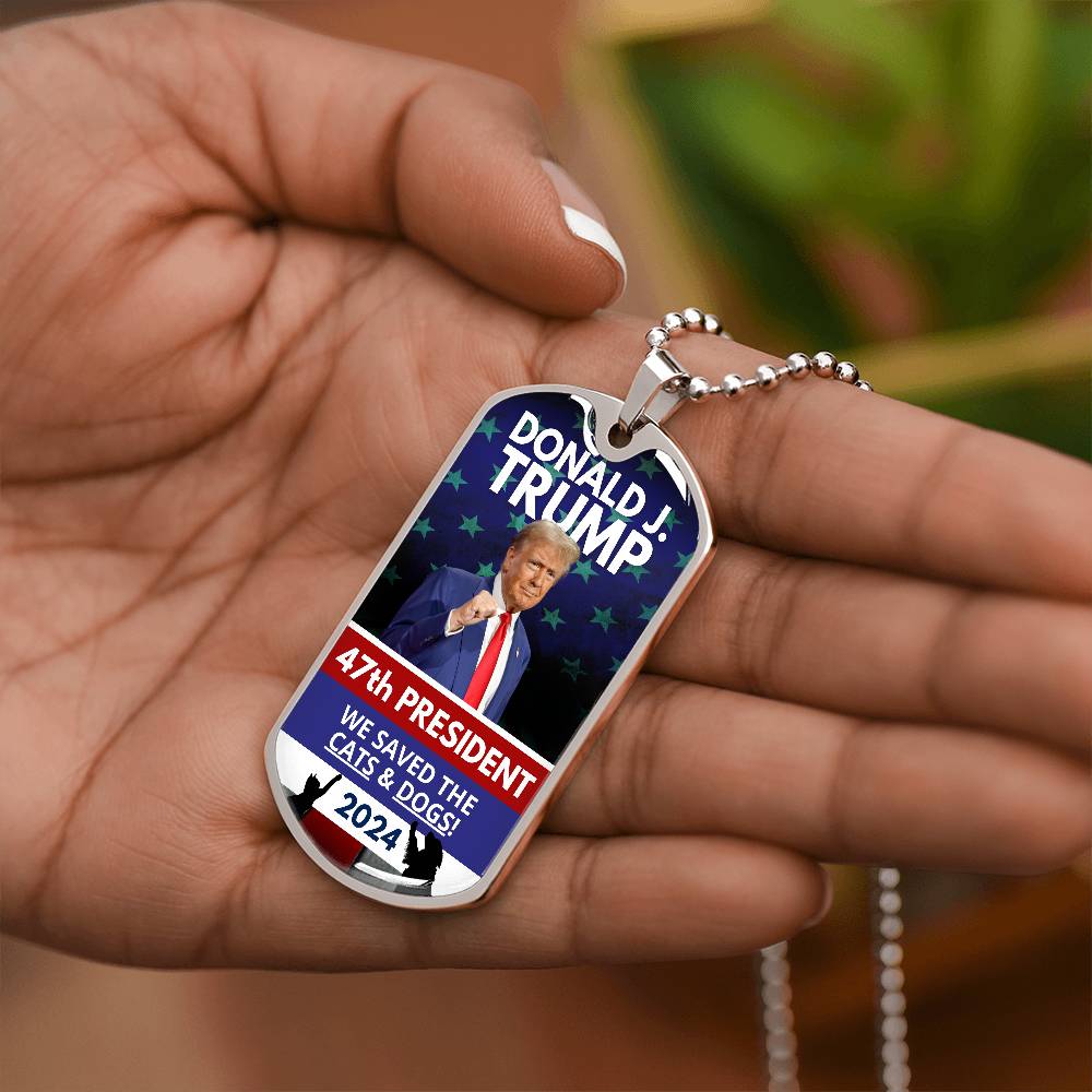 Donald Trump 47th President Dog Tag Necklace