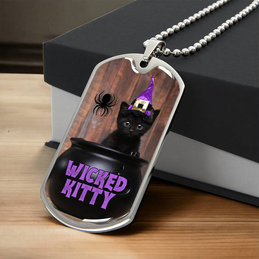 Wicked Kitty Dog Tag Necklace