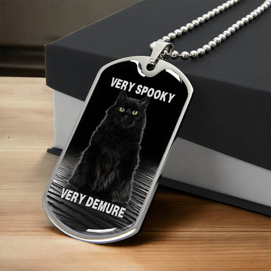 Spooky Demure Black Cat Necklace