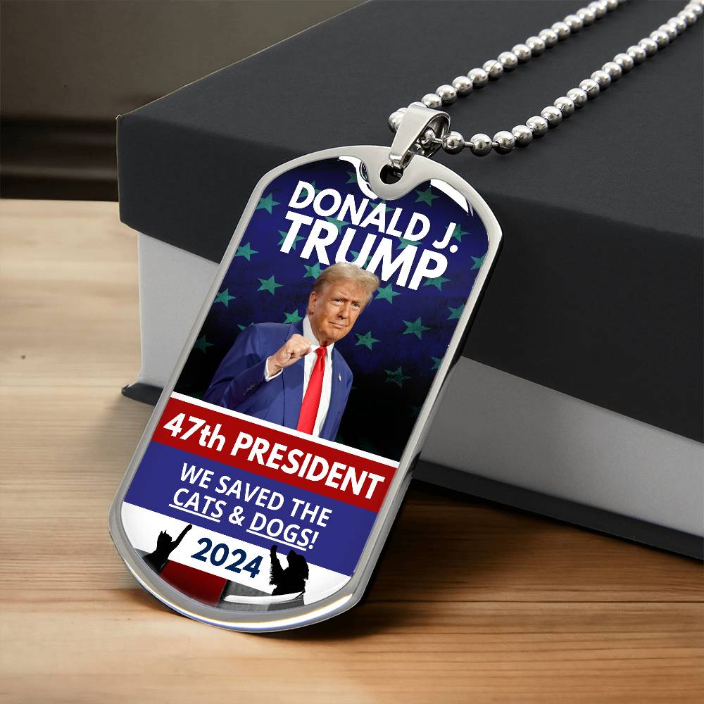 Donald Trump 47th President Dog Tag Necklace