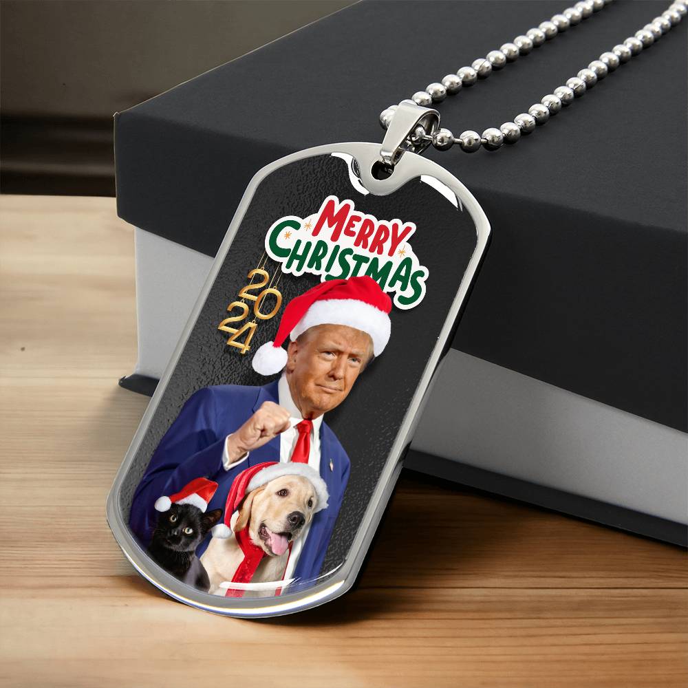 Merry Christmas from Trump Dog Tag Necklace