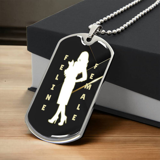 Feline Female Dog Tag Necklace