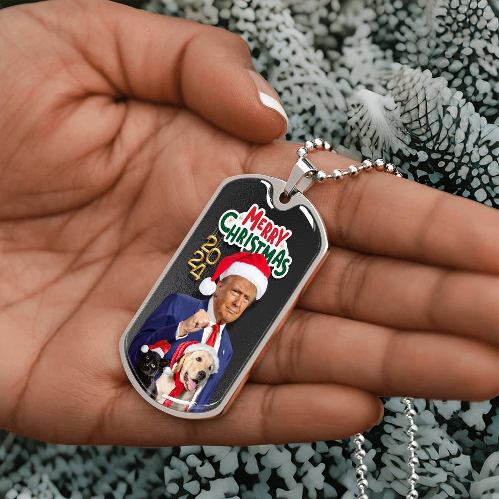 Merry Christmas from Trump Dog Tag Necklace