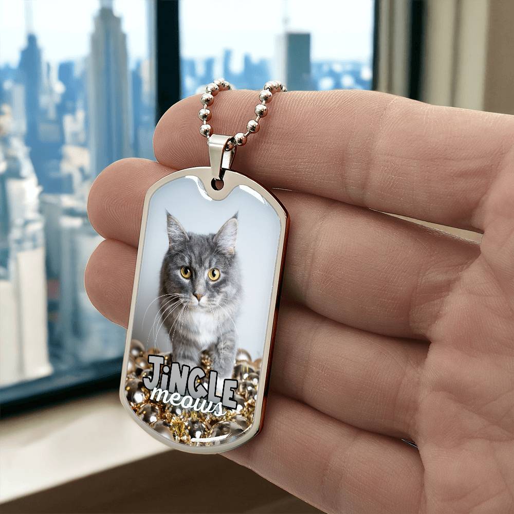 Jingle Meows Dog Tag Style Necklace