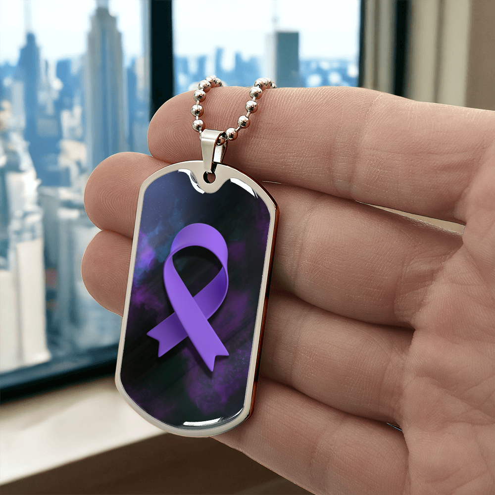 Epilepsy Purple Ribbon Necklace