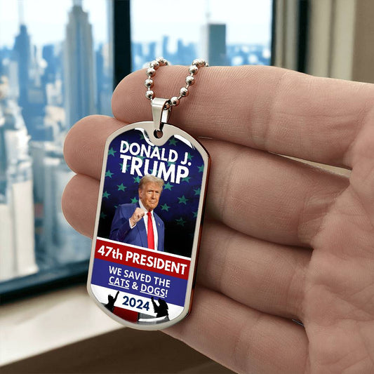 Donald Trump 47th President Dog Tag Necklace