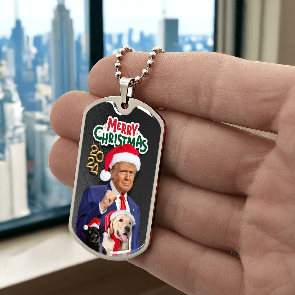 Merry Christmas from Trump Dog Tag Necklace