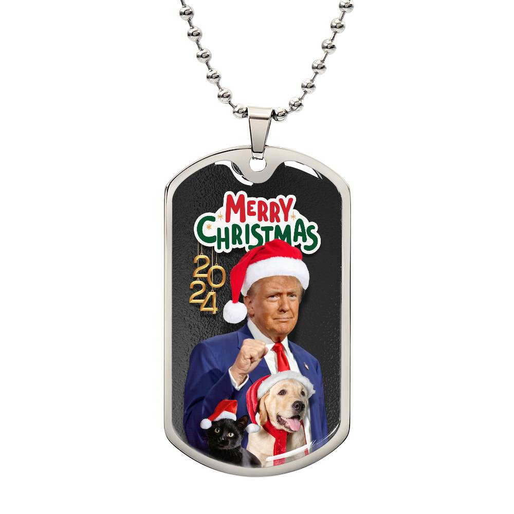 Merry Christmas from Trump Dog Tag Necklace