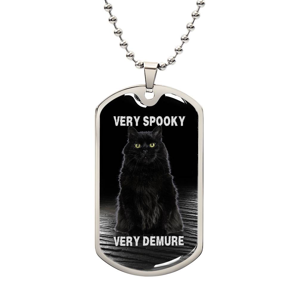 Spooky Demure Black Cat Necklace