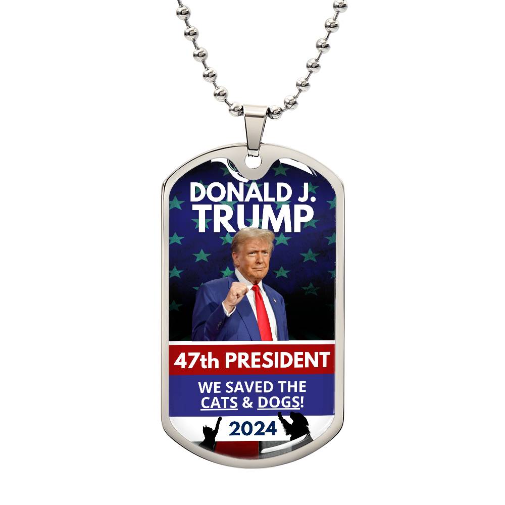 Donald Trump 47th President Dog Tag Necklace