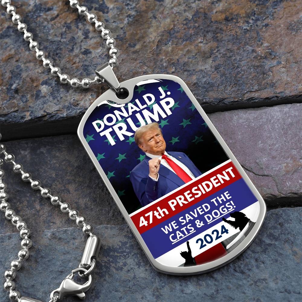 Donald Trump 47th President Dog Tag Necklace