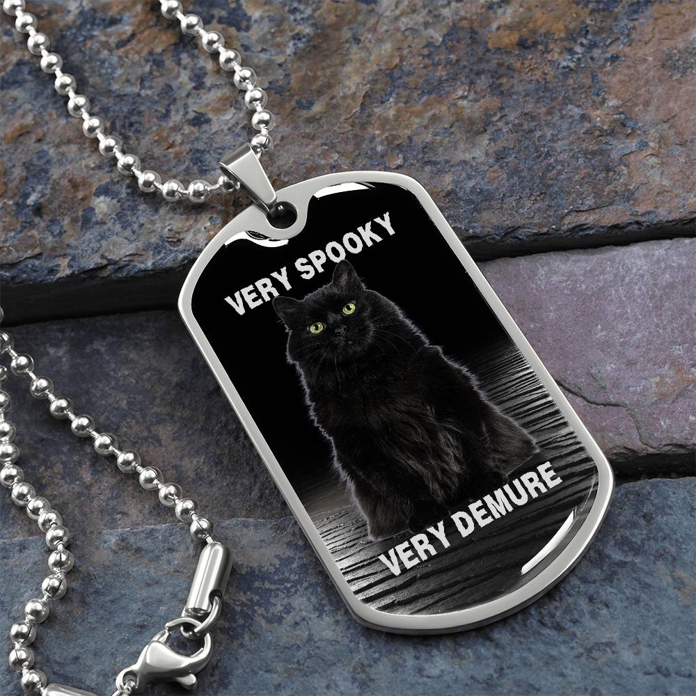 Spooky Demure Black Cat Necklace