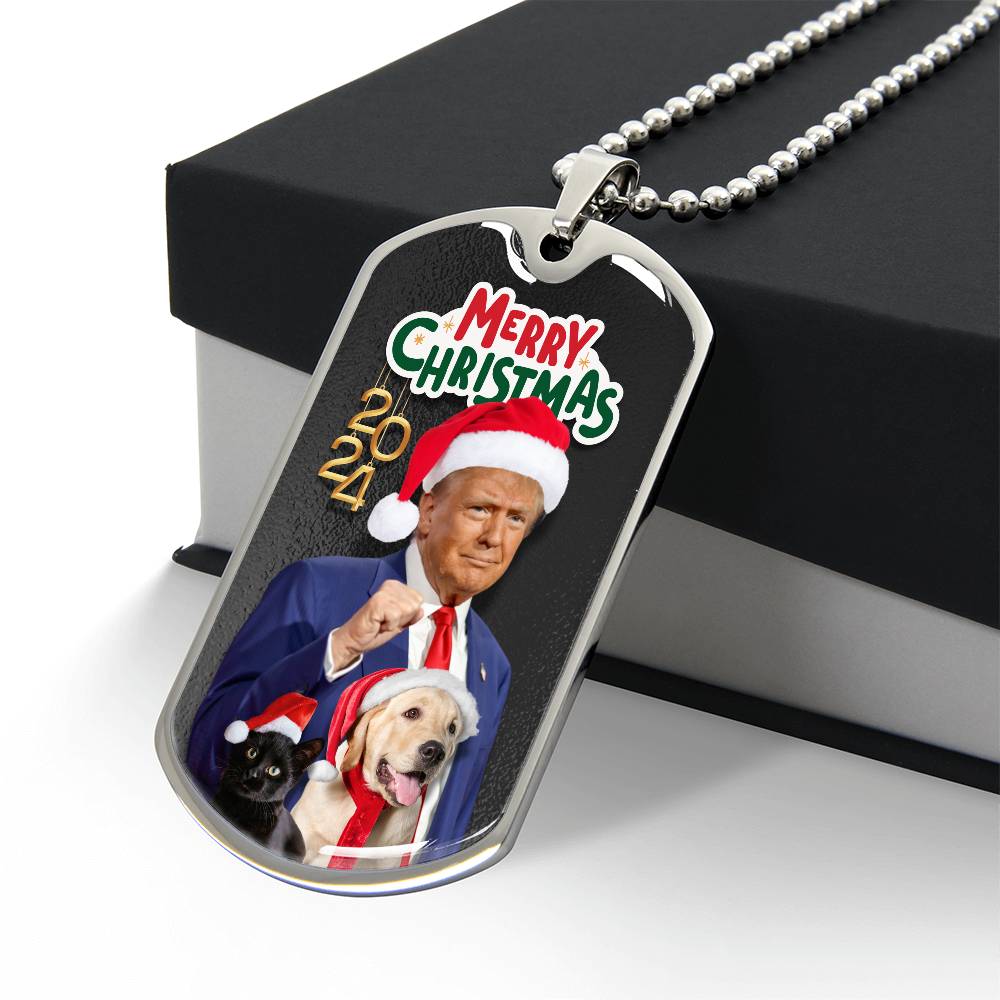 Merry Christmas from Trump Dog Tag Necklace