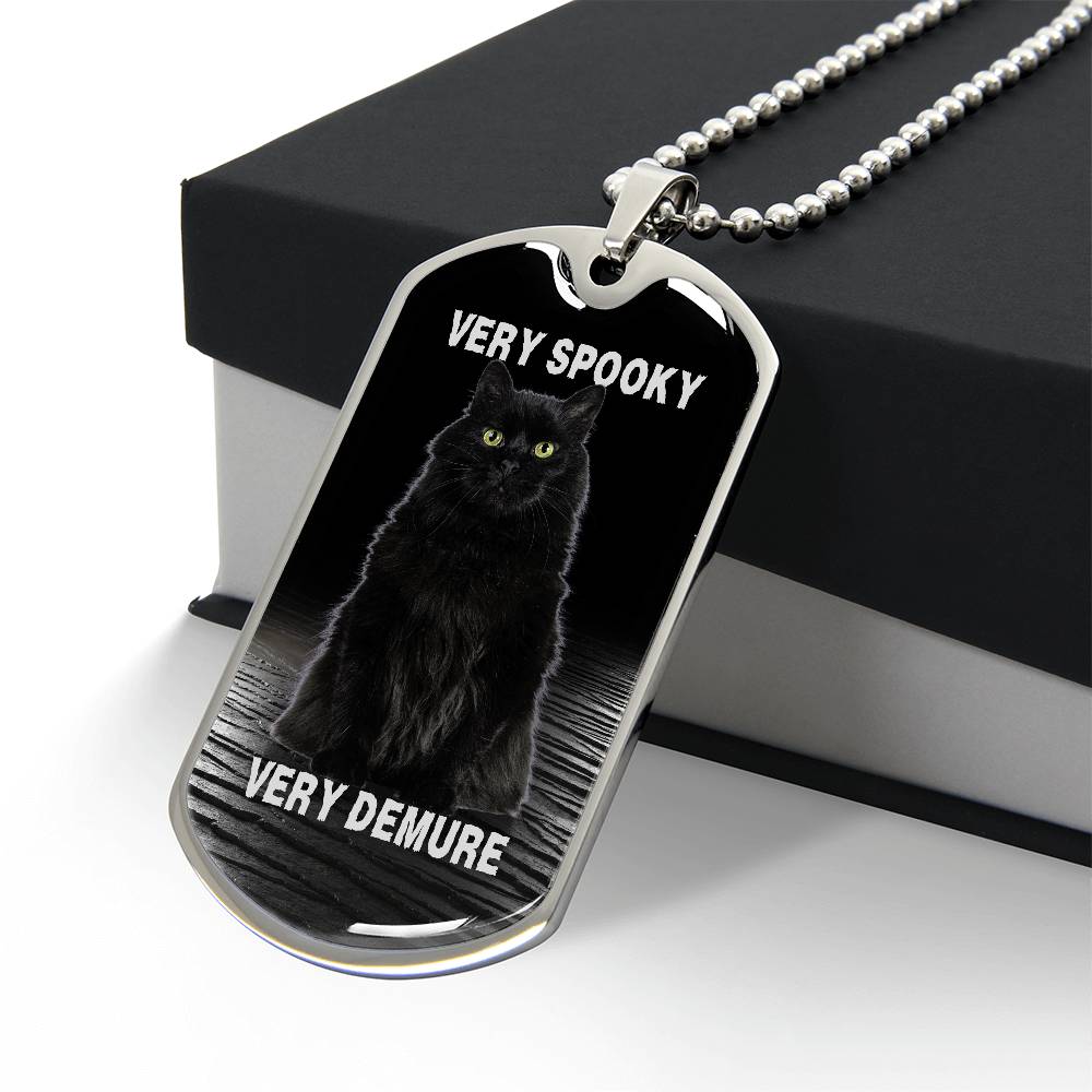 Spooky Demure Black Cat Necklace