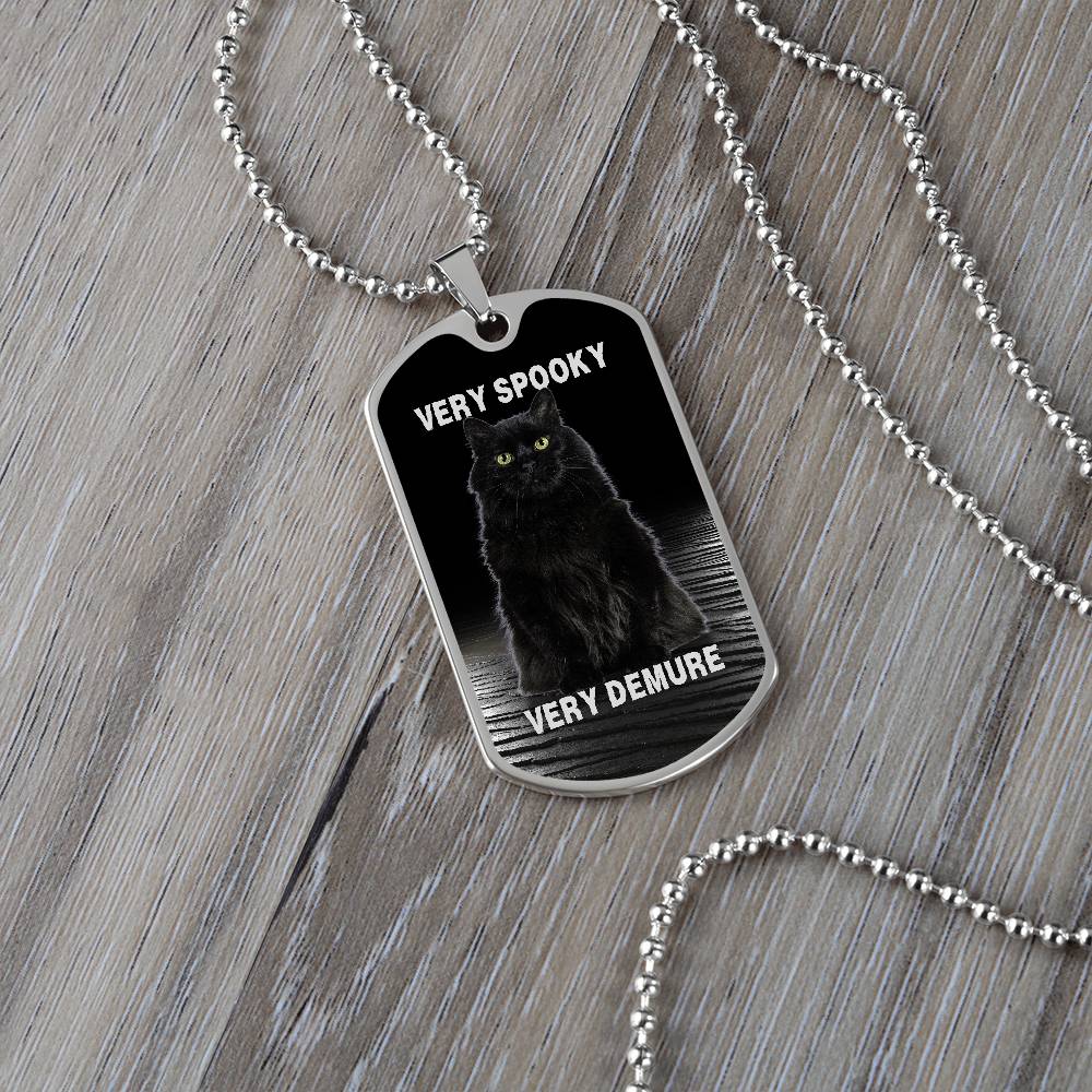 Spooky Demure Black Cat Necklace