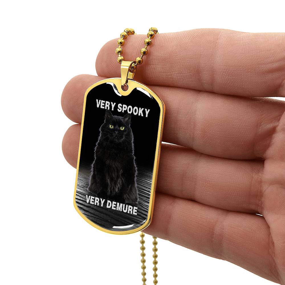 Spooky Demure Black Cat Necklace