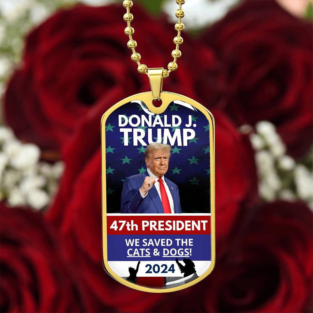 Donald Trump 47th President Dog Tag Necklace