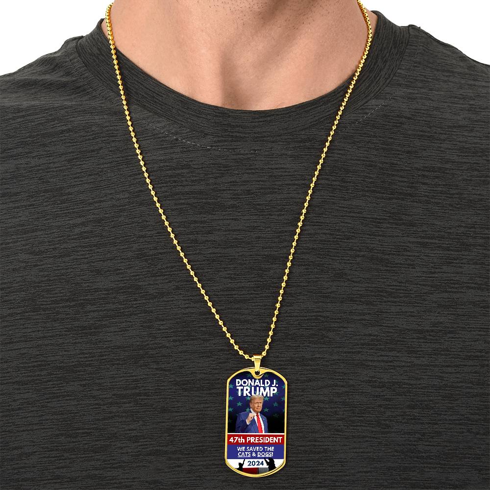 Donald Trump 47th President Dog Tag Necklace