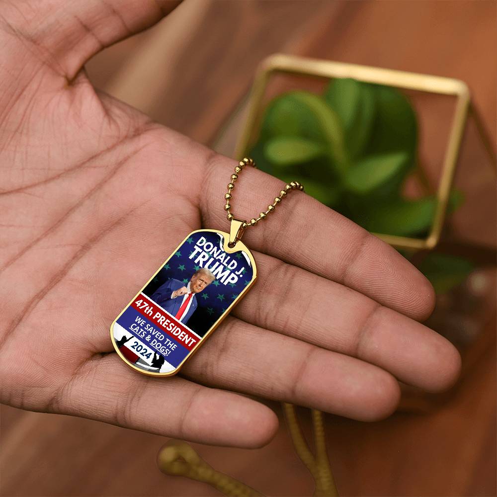 Donald Trump 47th President Dog Tag Necklace