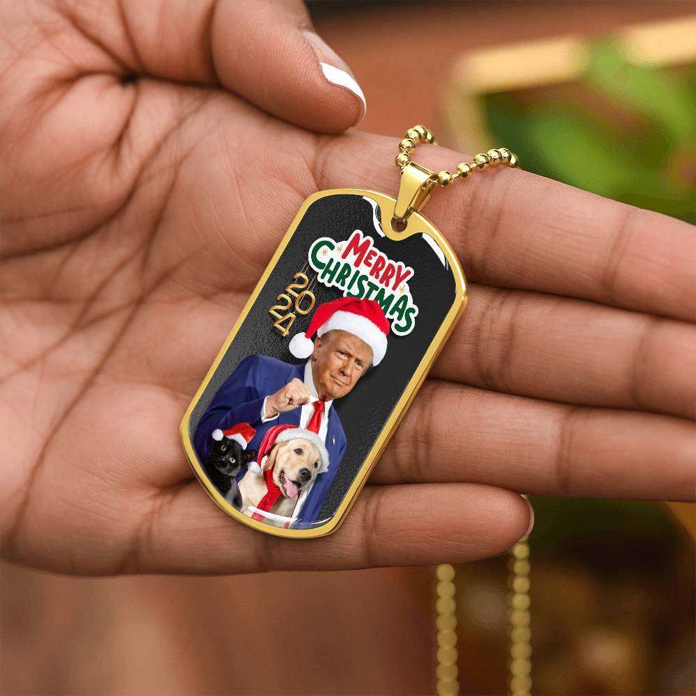 Merry Christmas from Trump Dog Tag Necklace