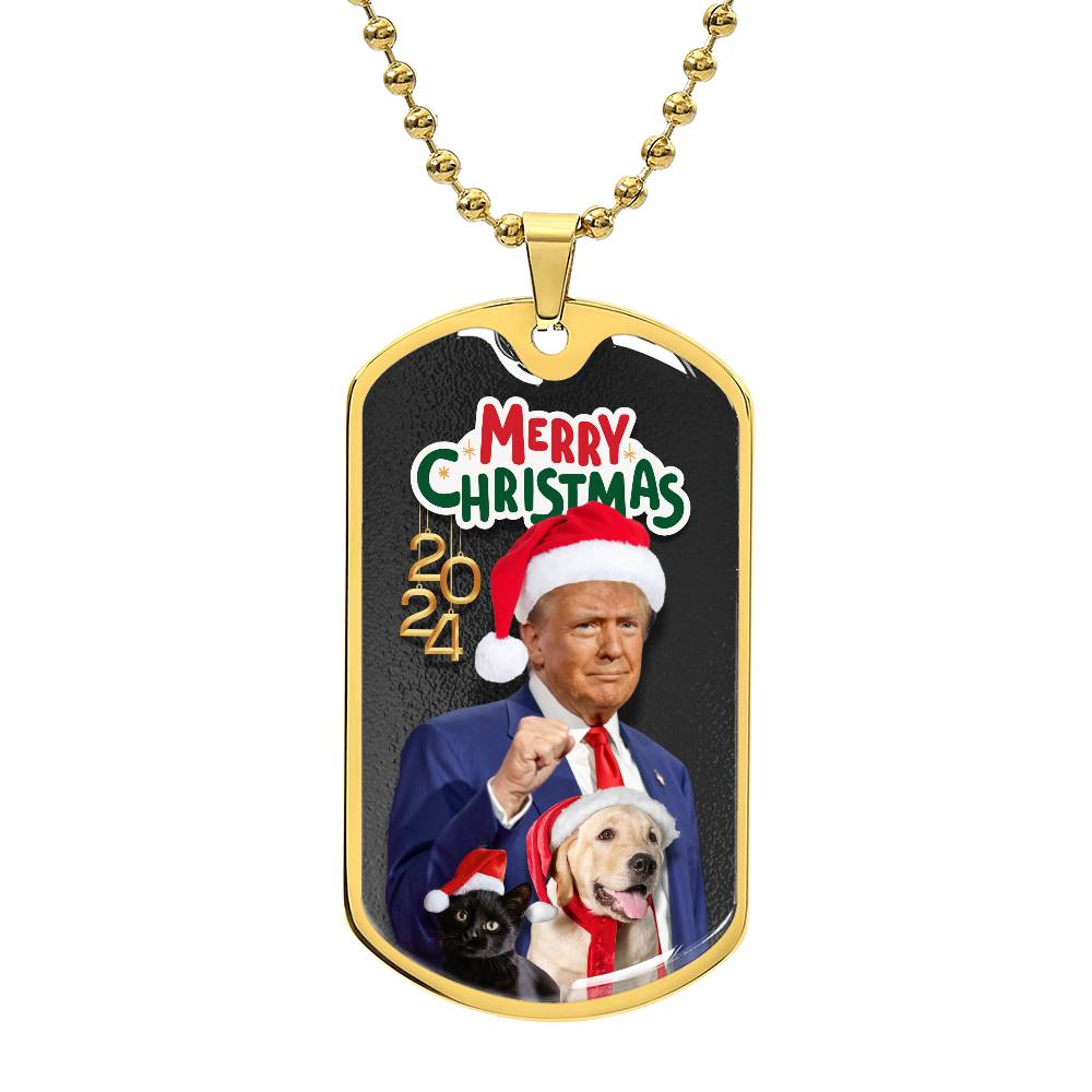 Merry Christmas from Trump Dog Tag Necklace