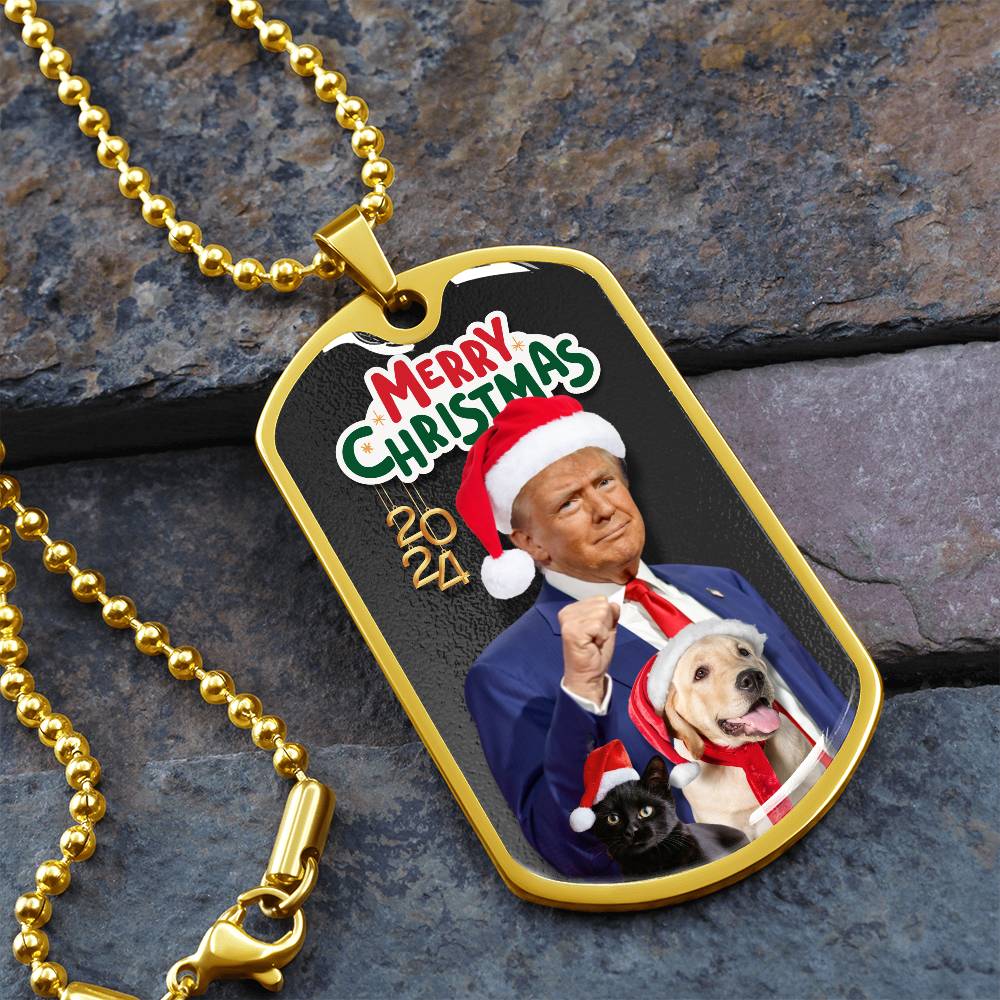 Merry Christmas from Trump Dog Tag Necklace